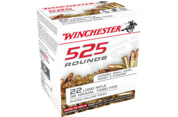 opplanet winchester 525 22 long rifle 36 grain copper plated hollow point rimfire ammo 525 rounds 22lr525hp main