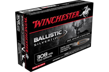 opplanet winchester ballistic silvertip 308 winchester 150 grain fragmenting polymer tip brass cased centerfire rifle ammo 20 rounds sbst308 main