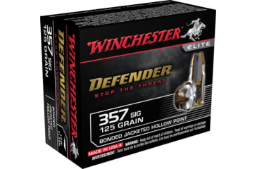 opplanet winchester defender handgun 357 sig 125 grain bonded jacketed hollow point brass cased centerfire pistol ammo 20 rounds s357spdb main