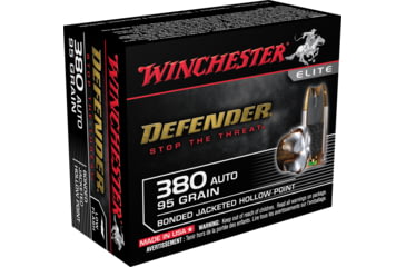 opplanet winchester defender handgun 380 acp 95 grain bonded jacketed hollow point centerfire pistol ammo 20 rounds s380pdb main