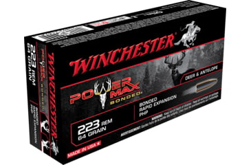 opplanet winchester power max bonded 223 remington 64 grain bonded rapid expansion protected hollow point centerfire rifle ammo 20 rounds x223r2bp main