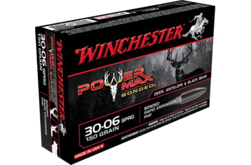 opplanet winchester power max bonded 30 06 springfield 150 grain notched protected hollow point brass cased centerfire rifle ammo 20 rounds x30061bp main