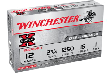 opplanet winchester super x shotshell 12 gauge 16 pellets 2 75in centerfire shotgun buckshot ammo 5 rounds xb121 main