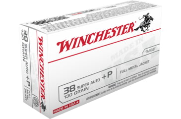 opplanet winchester usa handgun 38 super 130 grain full metal jacket centerfire pistol ammo 50 rounds q4205 main
