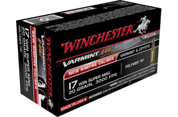 opplanet winchester varmint hv 17 winchester super magnum 20 grain polymer tip rimfire ammo 50 rounds s17w20 main